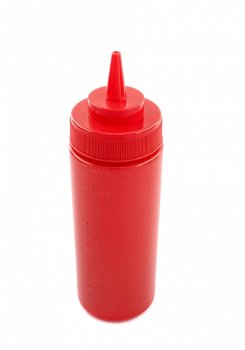 Бутылка для соусов с мерной шкалой красная 360 мл
