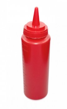 Бутылка для соусов с мерной шкалой красная 240 мл