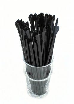 Трубочка для коктейля с лопаткой чёрная 6×200 мм 100 шт