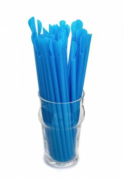 Трубочка для коктейлю з лопаткою блакитна 6×200 мм 100 шт
