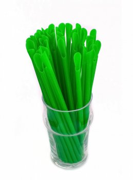 Трубочка для коктейля с лопаткой, зелёная 6 × 200 мм
