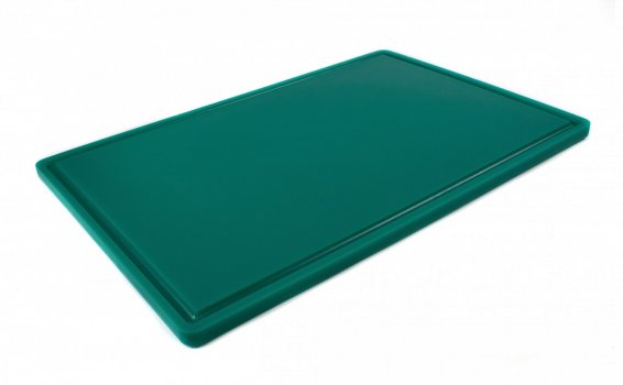 Доска разделочная HDPE с желобом, 600 × 400 × 18 мм, 6 противоскользящих ножек, зелёная