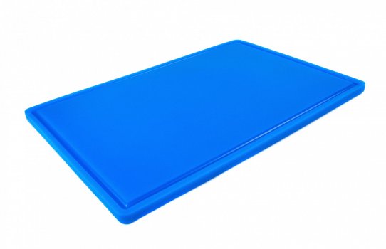 Доска разделочная HDPE с желобом 600×400×18 мм 6 противоскользящих ножек синяя