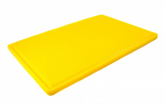Дошка обробна HDPE з жолобом 600×400×18 мм 6 протиковзких ніжок жовта