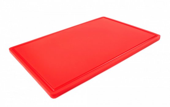 Дошка обробна HDPE з жолобом 600×400×18 мм 6 протиковзких ніжок червона