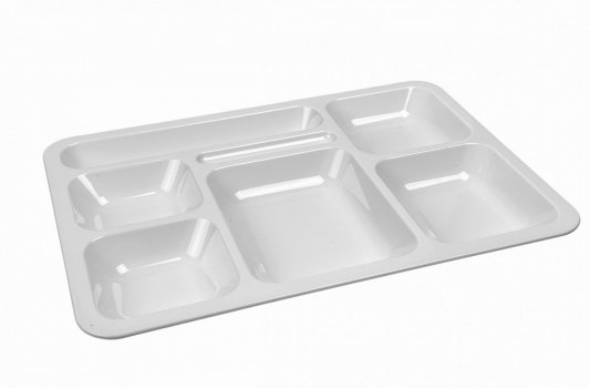 Блюдо для подачі з полікарбонату 6 секцій біле 40х28 см
