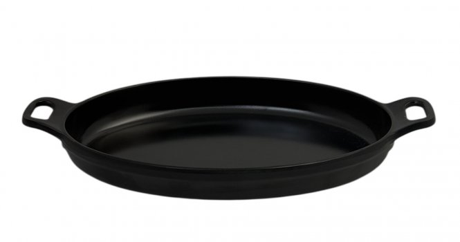 Сковорода овальная для подачи из меламина 21х14 см черная матовая