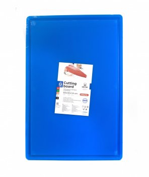 Доска разделочная HDPE с желобом, 600 × 400 × 18 мм, 6 противоскользящих ножек, синяя
