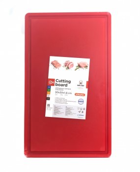 Доска разделочная HDPE с желобом, 500 × 300 × 18 мм, 6 противоскользящих ножек, красная