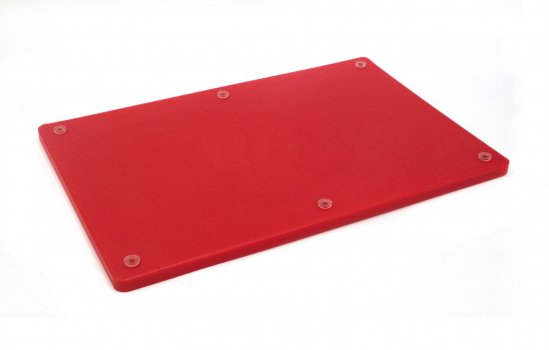 Доска разделочная HDPE с желобом 600×400×18 см 6 противоскользящих ножек красная
