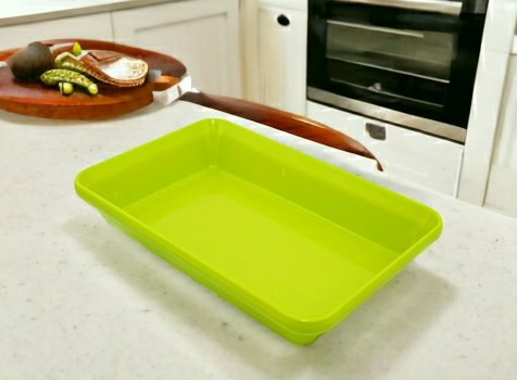 Блюдо для выкладки продуктов из меламина 30×19,5×5,5 см зеленое