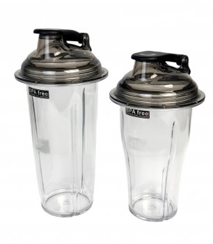 Змішувальний стакан 950 мл прозорий з чорною кришкою