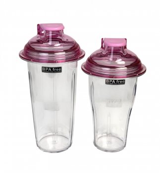 Смесительный стакан 720 мл прозрачный с розовой крышкой