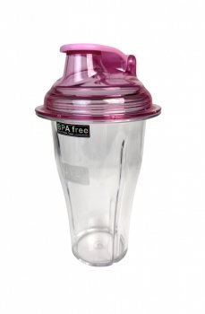 Смесительный стакан 720 мл прозрачный с розовой крышкой