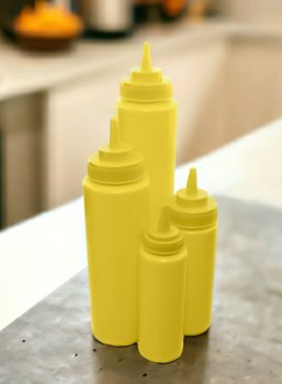 Бутылка для соусов с мерной шкалой желтая 360 мл